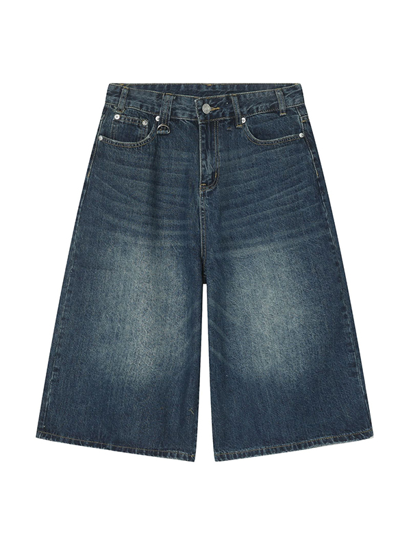 Jeans desgastados recortados de gran tamaño para hombre-4