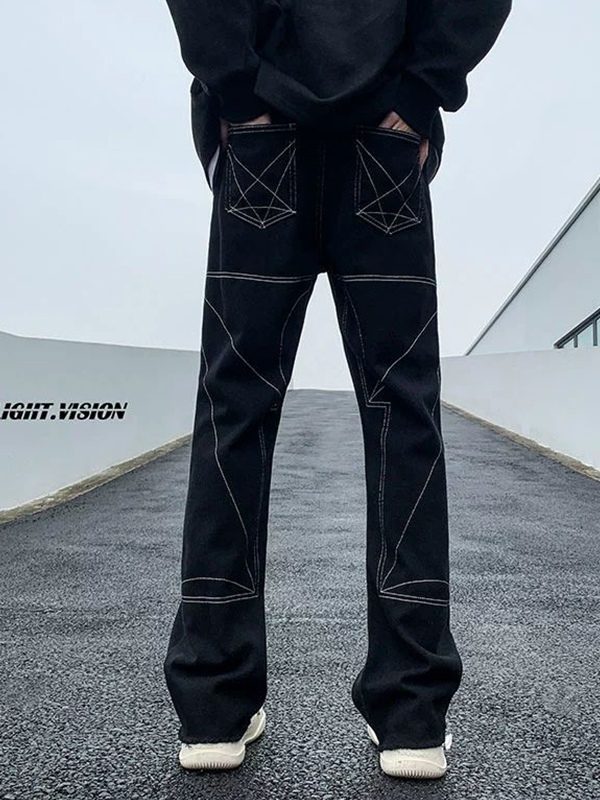 Vaqueros holgados con costuras superiores de calle para hombre-2