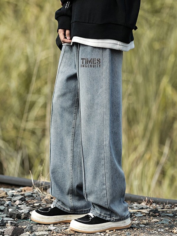 Vaqueros rectos con detalle de costuras para hombre-1