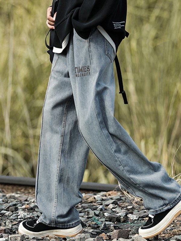 Vaqueros rectos con detalle de costuras para hombre-2