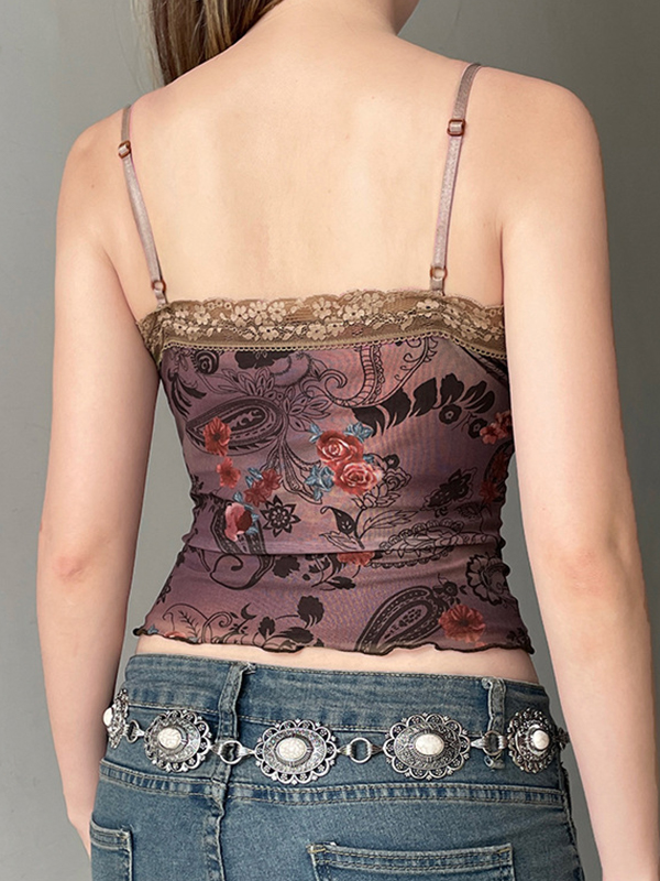 Top de tirantes de malla ajustado con cuello en V-3