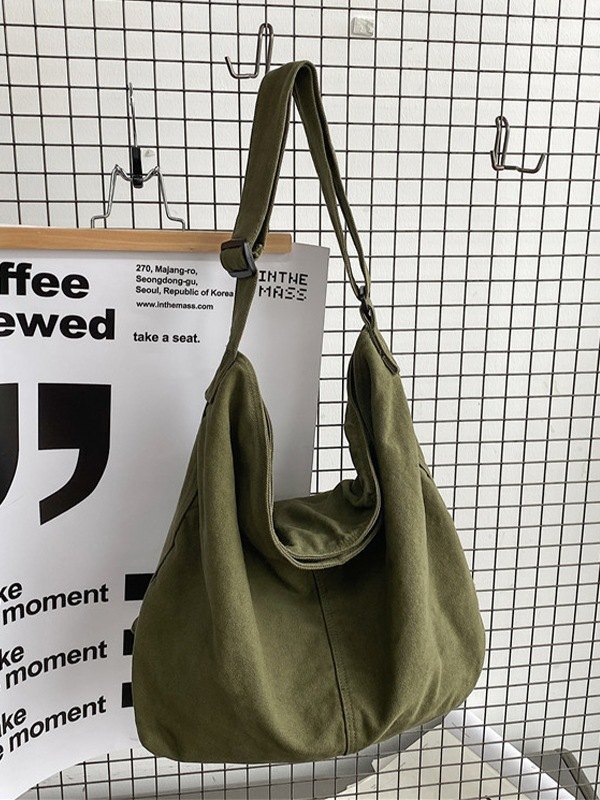 Bolso de hombro grande de lona lavada-4