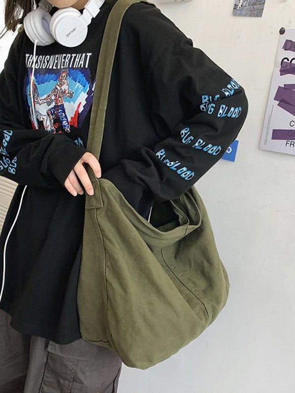 Bolso de hombro grande de lona lavada-1