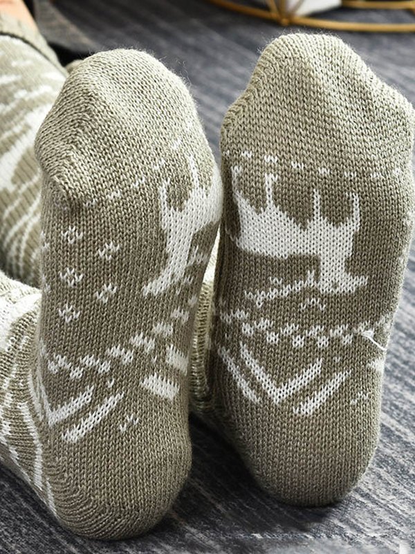 Calcetines hasta la rodilla de jacquard navideño-4