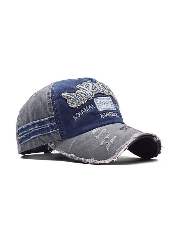 Gorra de béisbol desgastada con patchwork bordado-1