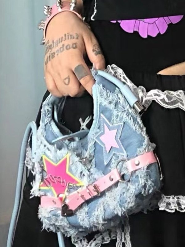 Bandolera vaquera con borde sin rematar y hebilla de estrella-2