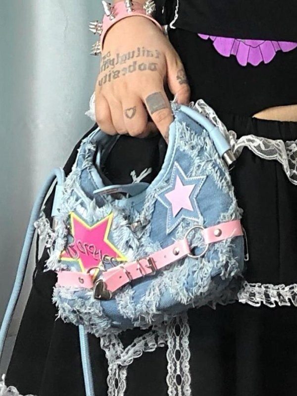 Bandolera vaquera con borde sin rematar y hebilla de estrella-3